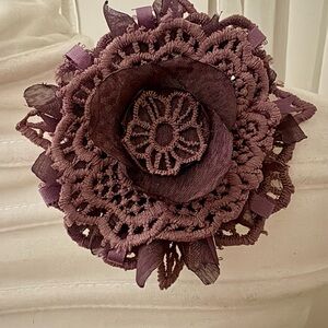 Elegant Purple Lace Flower Brooch